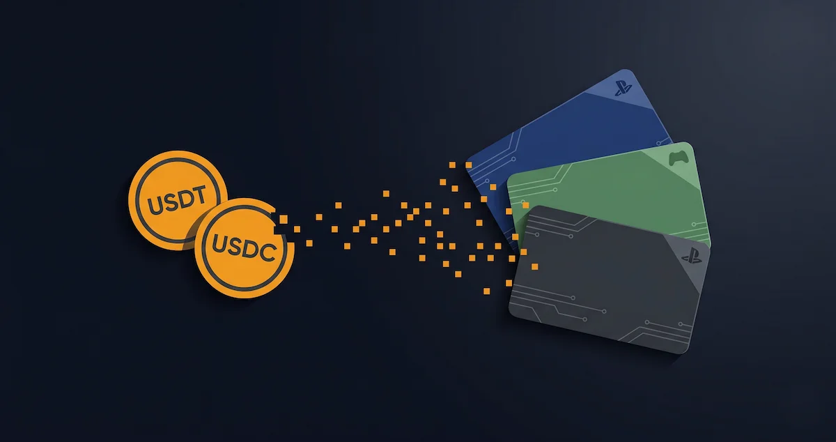 Buying PSN, Xbox, and Steam gift cards with stablecoins for global gamers
